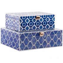 DKD Home Decor Caja-joyero de la Marca, Color Azul, de Madera (24 x 20 x 8 centímetros) (2 Unidades)