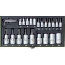 Caja llaves de empalme Torx 23 unidades 1/2' y 1/4' Proxxon