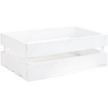 Decowood - Caja de madera maciza en tono blanco de 49x30,5x17,5cm