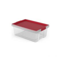 Ta-tay - Tatay Caja de almacenamiento con tapa, capacidad de 7 l, con asas, tapa de polipropileno reciclado, transparente, libre de bpa, rojo.