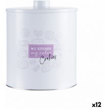Kinvara - Caja para galletas y bollos my kitchen my rules blanco hojalata 17 x 20 x 17 cm (12 unidades)