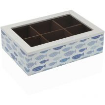 Versa - Caja para infusiones peces madera 17 x 7 x 24 cm