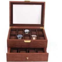 Senderpick - Caja para relojes con 20 compartimentos, Caja para guardar relojes, Organizador, Caja para relojes, Joyero de madera rojo, Caja para