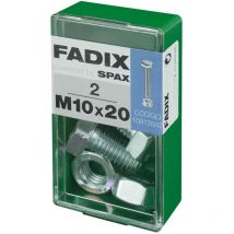 Box s 2 unités. vis metrique cab hexagonale + ecrou zinc m10x20mm Fadix