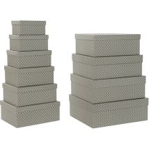 Fijalo - Caja Set 10 Carton 43,5X33,5X15,5 Topos Gris CG204422