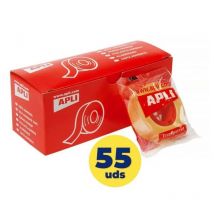 Apli - Cajas de cintas adhesivsa transparente 11169/ 1.2cm x 33m/ 55 unidades