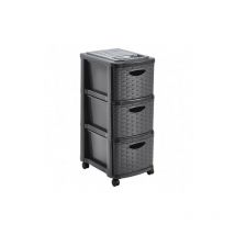 Mhome - cajonera 3 mimbre 'weave' c/rdas. gris - ehlis