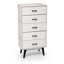 Cómoda blanca de 5 cajones para dormitorio 60 x 40 x 118 h