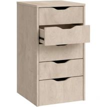 Cajonera Eko 5 Cajones Color Roble Aurora Oficina Despacho Moderno Mueble Almacenaje 71x40x43 cm