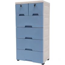 Gojoy - Cajonera con 6 cajones y 4 ruedas, torre de almacenamiento de plástico, organizador de cajones para salón, oficina, dormitorio, color azul