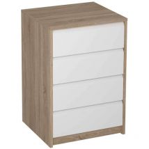 MB - Cajonera Madrid de 50 cm con 4 cajones en blanco y roble. 73,4 cm(alto)50 cm(ancho)45 cm(fondo)