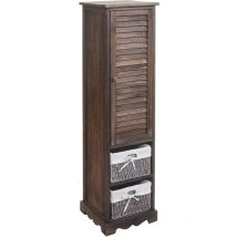 HHG - Cómoda de baño 674, mueble de baño estantería de baño, 120x27x29cm madera maciza, marrón desgastado