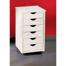 Cajonera de oficina con seis cajones con ruedas, color blanco, 36 x 65 x 40 cm