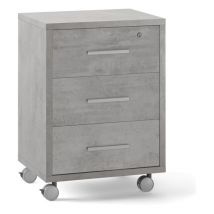 Cajonera de oficina con tres cajones con ruedas Beton Cemento 51x41x h71 cm