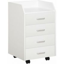Vinsetto - Cajonera De Oficina Mueble Auxiliar Para Archivos Con 4 Cajones Encimera Superior De Almacenaje 4 Ruedas Y 2 Frenos Para Estudio Despacho 
