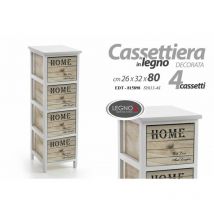 Cajonera para el hogar en madera con decoraciones 4 cajones cm 26 x 32 x 80 h