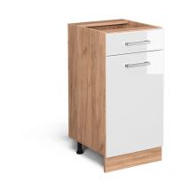 Mueble bajo de cocina R-Line, Blanco alto brillo, 40 cm sin encimera Vicco