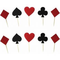 Cake Toppers Cartes à jouer Clubs de poker Coeurs Pique Forme de diamants Cake Toppers pour fête d'anniversaire Casino Poker Party Lot de 20 Fei Yu