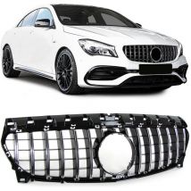 Calandre de voiture - Mercedes CLA C117 W117 16-19 - Grille sport - NOIR BRILLANT/CHROME