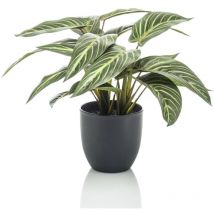 Calathea artificiel Zebrina 38 cm en pot Emerald