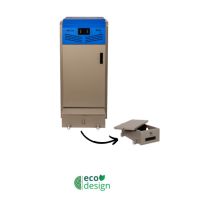 Caldera de pellets Nova 35 – Potencia 31,7 kW – Eficiencia 92,3% – Capacidad 35 L – Área calefacción 779 m³ – Salida de humos Ø 100 mm