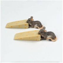 Astuceo - Cale porte original forme souris fromage - lot de 2 - Jaune