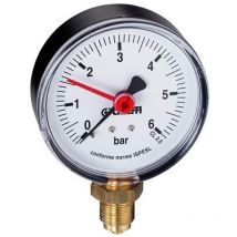 Caleffi – 557706 – Manometer 3/8" UNI 2,5 – Temperaturbereich -20 bis 90 °C – Maximaler Druck 0-6 bar – Durchmesser 80 mm