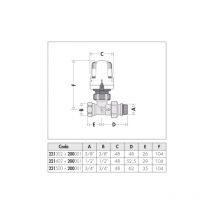 Thermostatisches Ventil mit geradem 3/8" Anschluss Caleffi 221302 3/8"