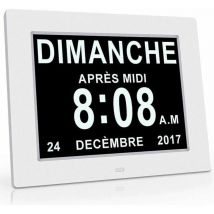 Versaillesfr - lcd display electronic clock, clear and large character display, automatic dimming, eight-language conversion clock (white)