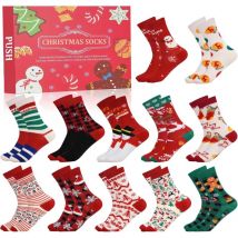 Ugreat - Calendrier de l'Avent 2024, Calendrier de l'Avent avec bas de Noël, 12 paires de chaussettes Calendrier de l'Avent de Noël 2024 pour femmes