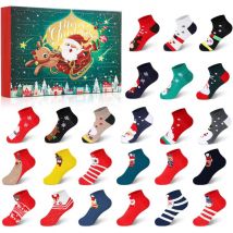 Tonchean - Calendrier de l'Avent 2024 pour enfants avec bas de Noël - Coffret de 24 jours de l'Avent - Compte à rebours de Noël - Motif Père Noël,