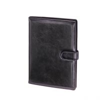 Calendrier hebdomadaire A4 noir haut de gamme avec insert remplaçable et fermoir magnétique Genoa