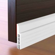 Blanc-Calfeutrer Bas de Porte, 100x5cm Bas de Porte Adhési, Souple Silicone Isolant Phonique Thermique Bande d'étanchéité Anti Bruit Poussière Stop à