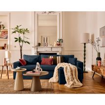 Lisa Design - Calgary - canapé d'angle déhoussable et modulable 3 places + 1 pouf en velours