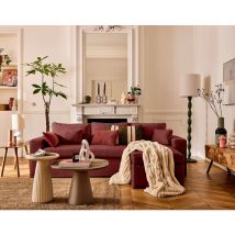 Lisa Design - Calgary - canapé d'angle déhoussable et modulable 3 places + 1 pouf en velours