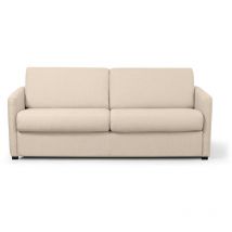Usinestreet - Canapé Convertible Express 3 Places Agathe En Tissu - Matelas 13cm - Beige, Couchage 160x190cm