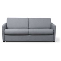 Usinestreet - Canapé Convertible Express 3 Places Agathe En Tissu - Matelas 13cm - Gris Clair, Couchage 140x190cm