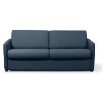 Usinestreet - Canapé Convertible Express 3 Places Agathe En Tissu - Matelas 13cm - Bleu Foncé, Couchage 140x190cm
