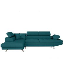 Canapé d'angle RIO Convertible avec coffre en tissu - Angle Gauche, Bleu