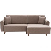 Calicosy - Canapé d'angle convertible méridienne à droite en tissu L246 cm - mane