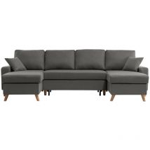 Usinestreet - Canapé d'Angle Panoramique maria scandinave Convertible Avec Coffre en tissu - Gris
