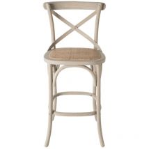 Calicosy - Chaise de comptoir en bois massif et cannage L50 cm - bistrot