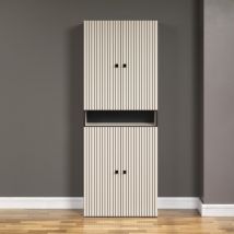 Calicosy - Double colonne de salle de bain rainurée 4 portes et 1 niche L70 cm -purebliss