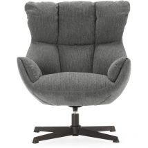 Calicosy - Fauteuil en tissu matelassé avec pieds en métal noir H89 cm - odette