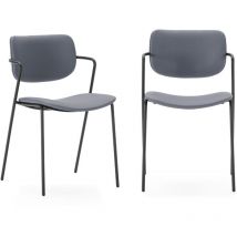 CALICOSY - Lot de 2 chaises avec pieds en métal noir L49 cm - MAIKA