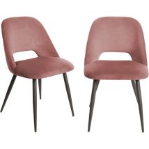 Calicosy - Lot de 2 chaises de séjour en tissu avec piètement en métal noir L58 cm - aimable