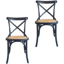 Lot de 2 chaises en bois massif et cannage L61 cm - bistrot - Calicosy