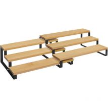 Songmics - tagères à épices en bambou, lot de 2 Porte-épices extensible à 3 niveaux, étagère de rangement pour placard, plan de travail, cuisine,