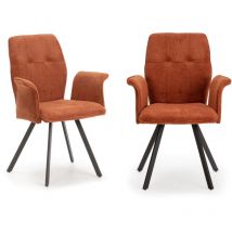 Calicosy - Lot de 2 fauteuils en tissu avec pieds en métal noir L62 cm - mery