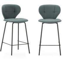 CALICOSY - Lot de 2 tabourets avec pieds en métal noir H67 cm - MAURA